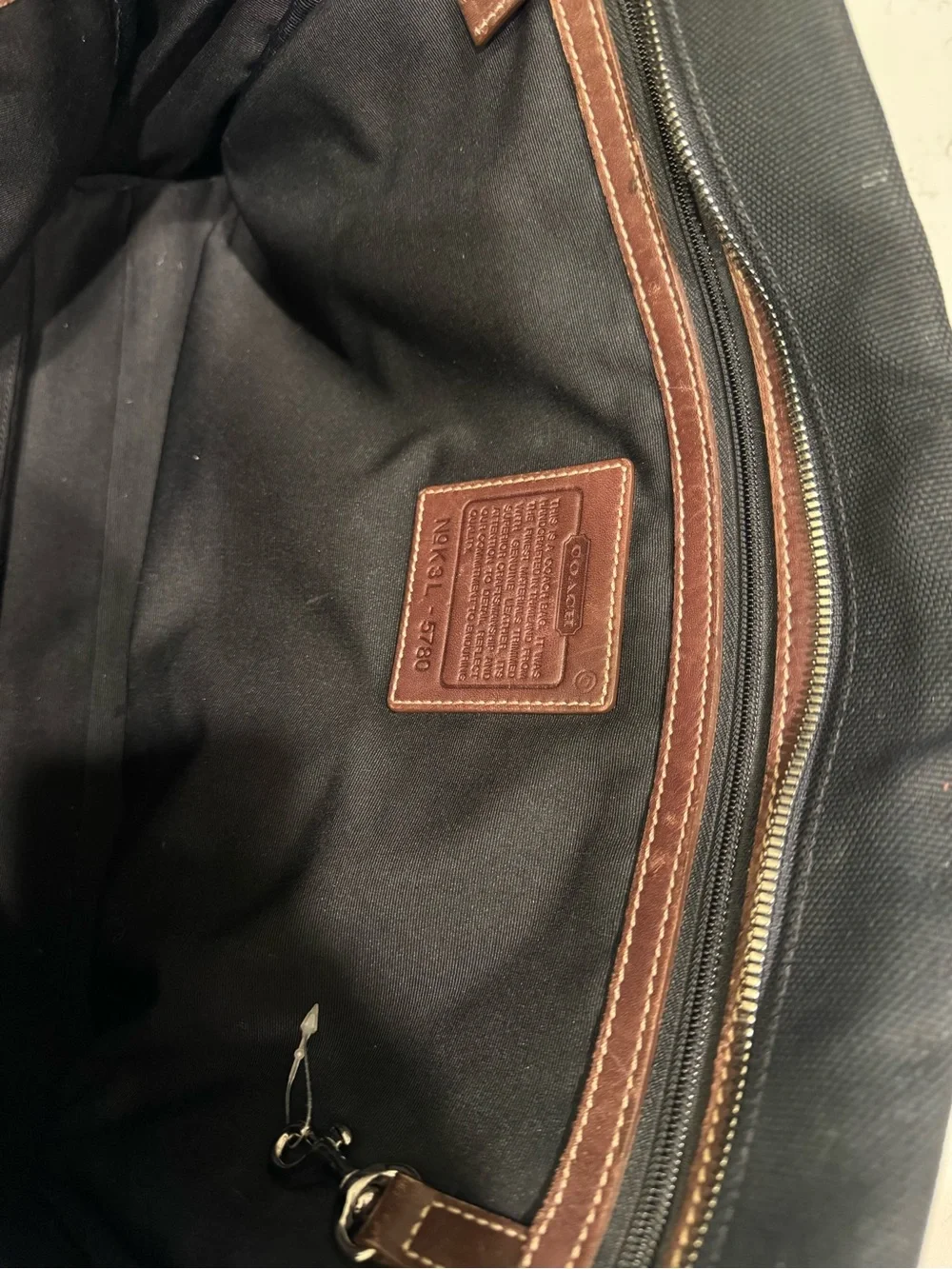 Coach Black Canvas Briefcase with Brown Leather Trim